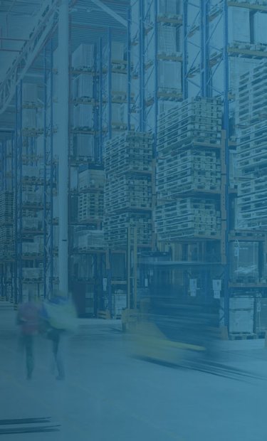 warehouse with pallets and truck