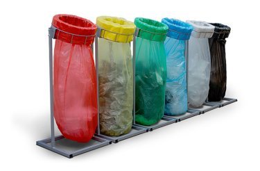 infinity bags in different colors on white background