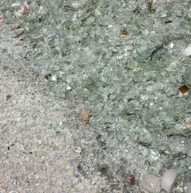 recycled glass cullet close up