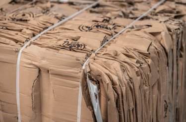close up of bale with cardboard that has been prepared for recycling