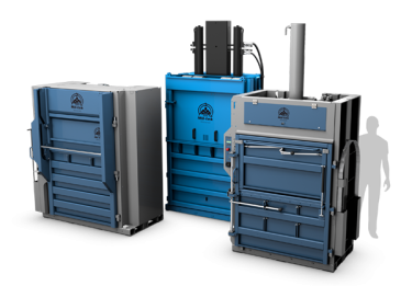 three blue balers