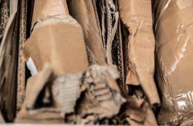 cardboard in layer ready for recycling
