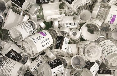 close up of glass ampoules as glass waste