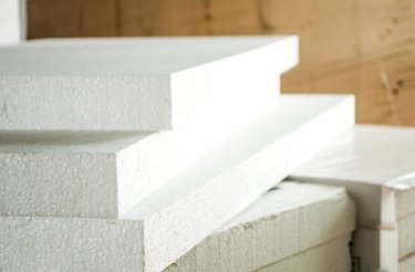 polystyrene boards in a stack