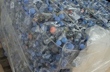bale of pet bottles with plastic foil around