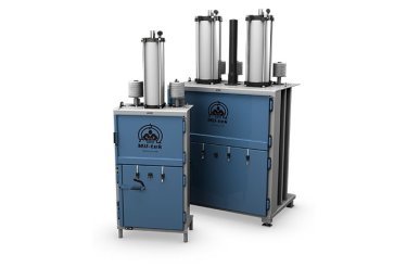 two blue balers for plastic