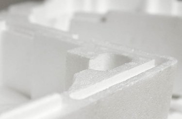 close up of recyclable polystyrene boxes
