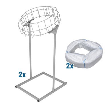 Infinity floor stand XL circular and a clear plastic bag