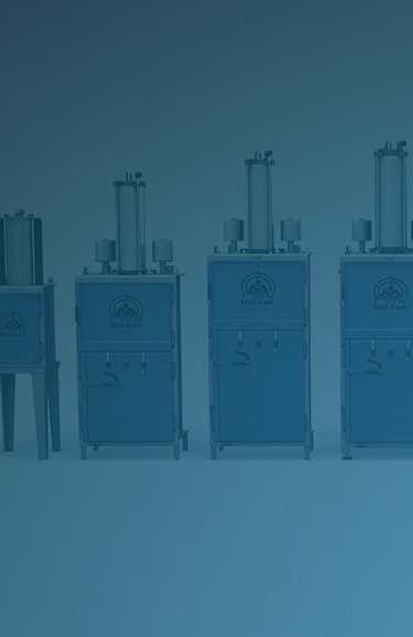 waste balers and compactors on a line with blue overlay