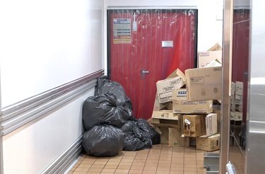 waste at back door in restaurant