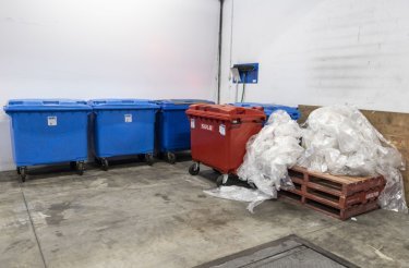 soft plastic on pallet in waste room