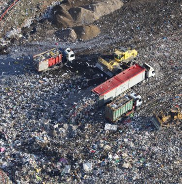 trucks on landfill