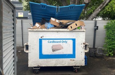container-with-cardboard-at-school